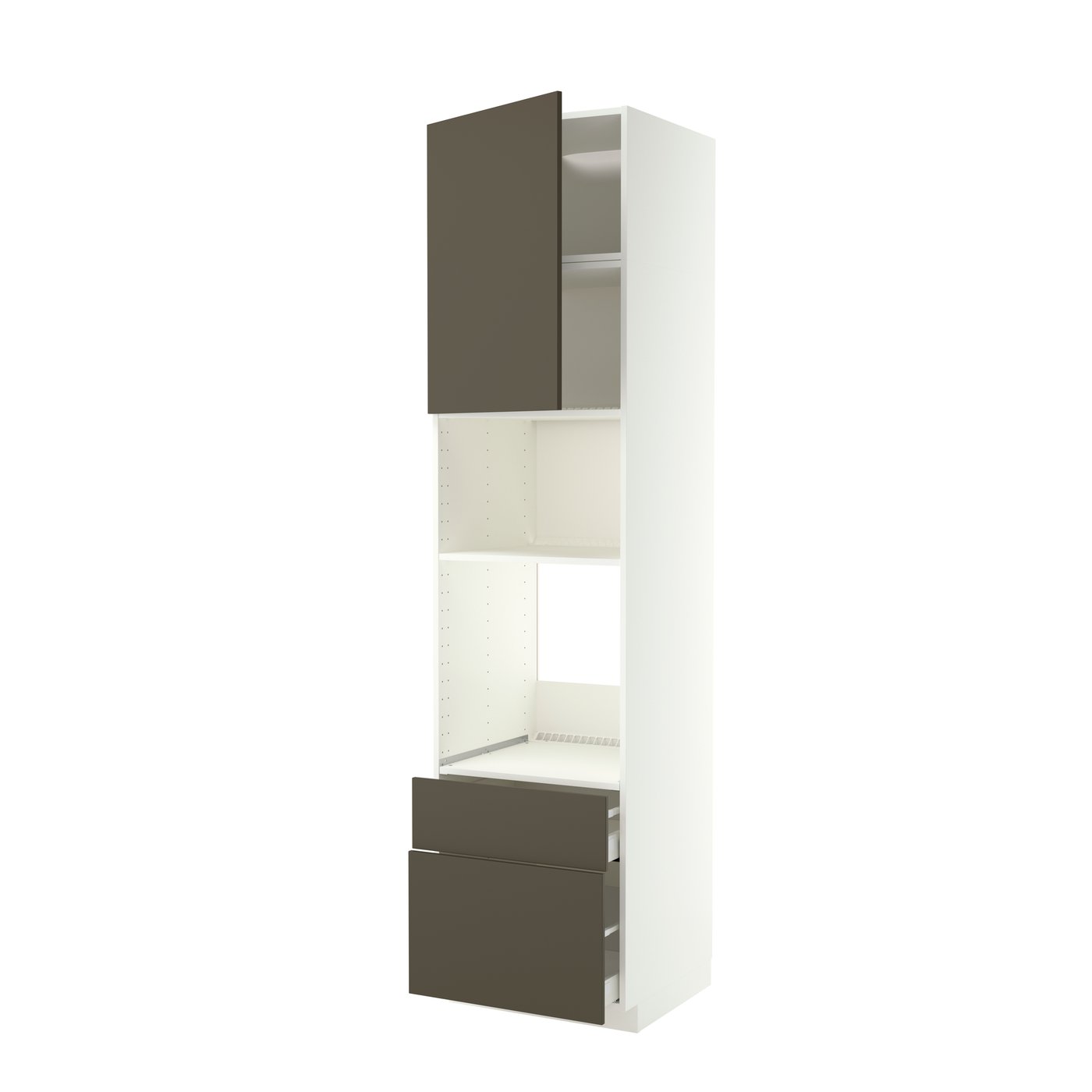 IKEA METOD / MAXIMERA högskåp för inbyggda vitvaror, vit/havstorp brun-beige, 60x60x240 cm