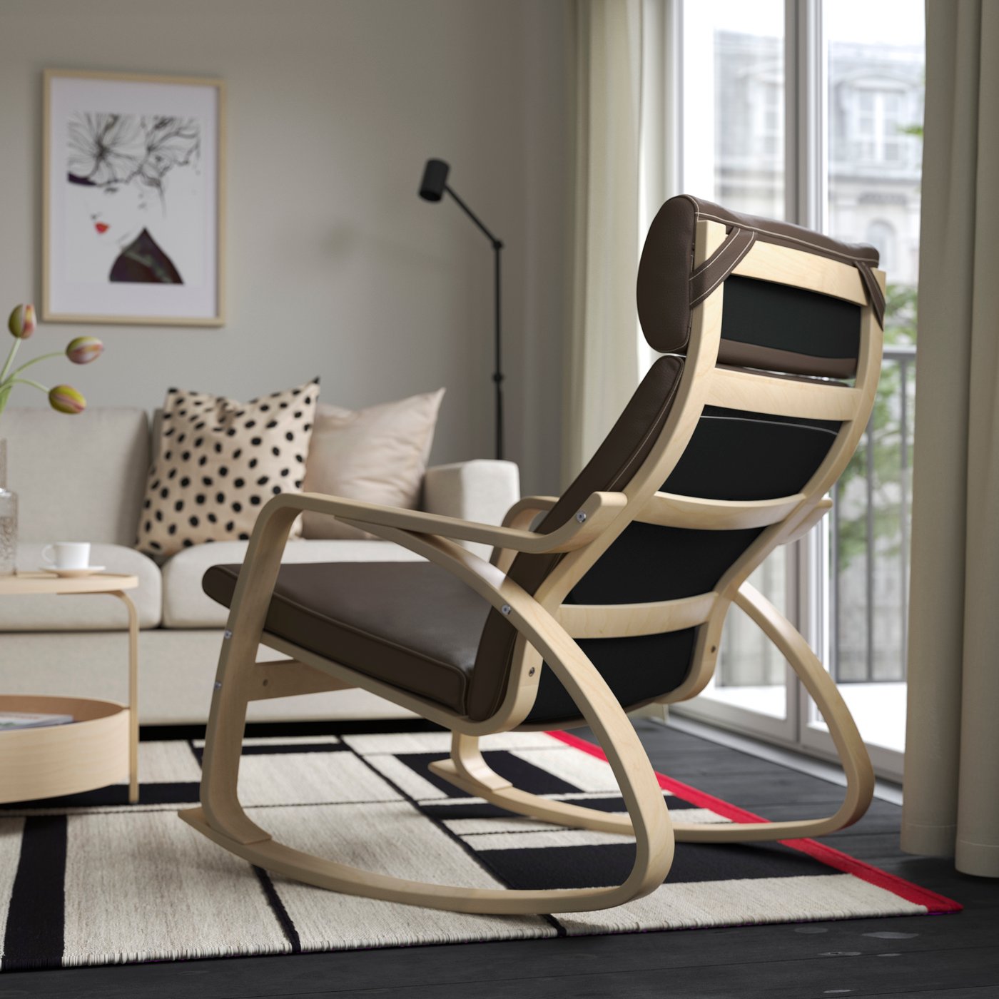 A birch veneer/Glose dark brown POÄNG rocking-chair