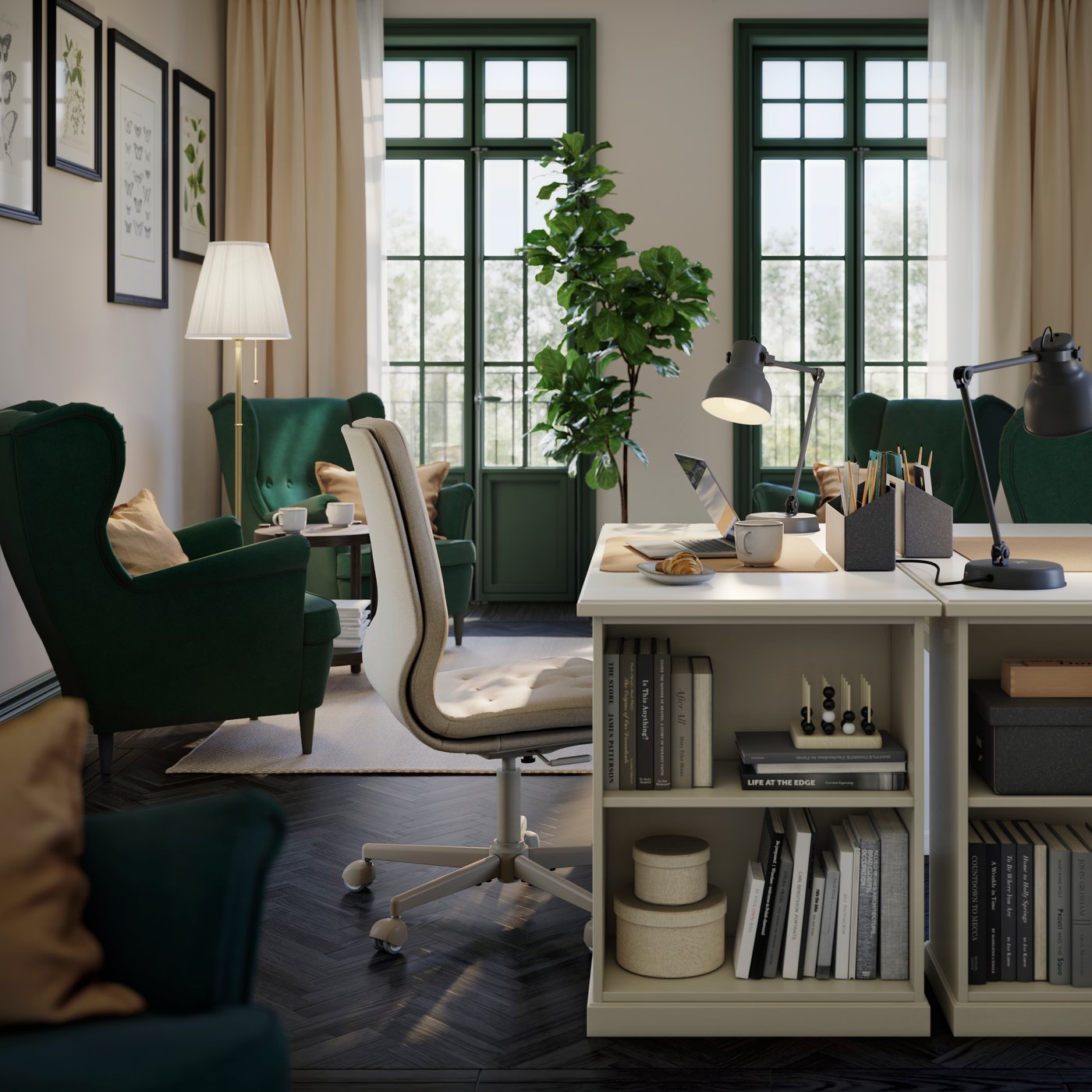 A beige VEBJÖRN desk