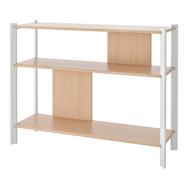 A white/light bamboo JÄTTESTA side table in the NA