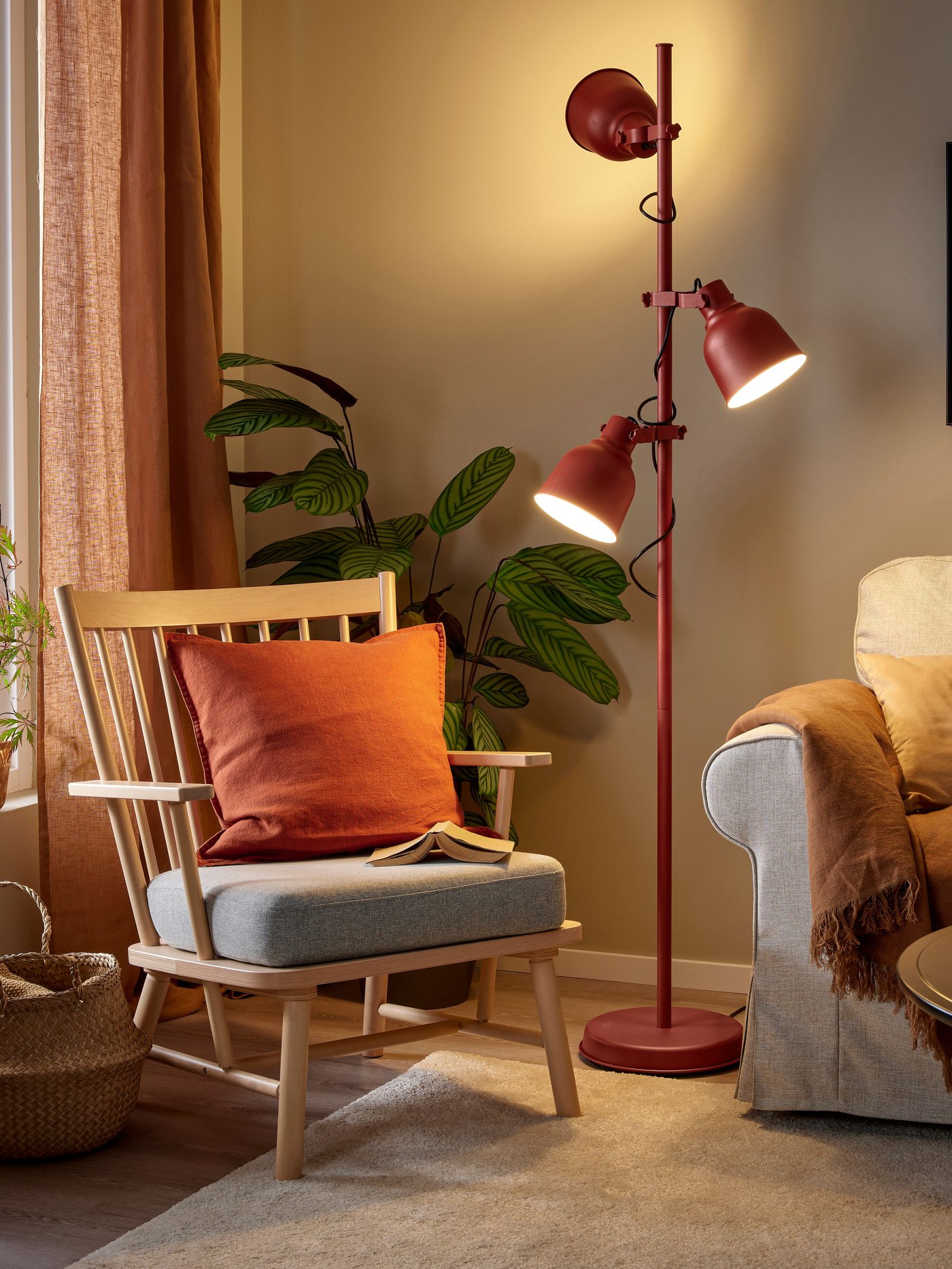 A birch/Tibbleby beige/grey PERSBOL armchair