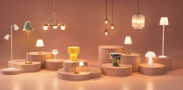 A brass-colour SKAFTET table lamp base