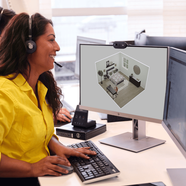 IKEA coworker plans a bedroom for a customers remotely 