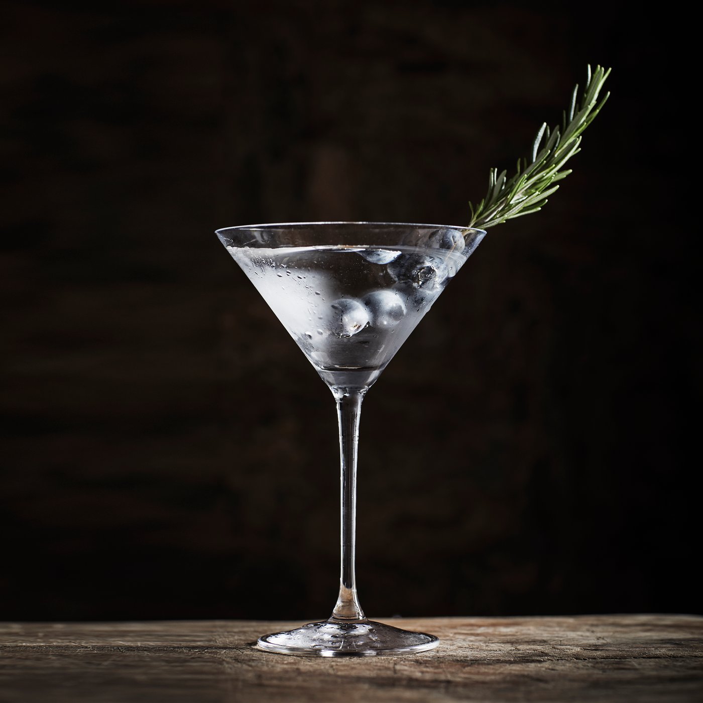 A clear glass STORSINT martini glass