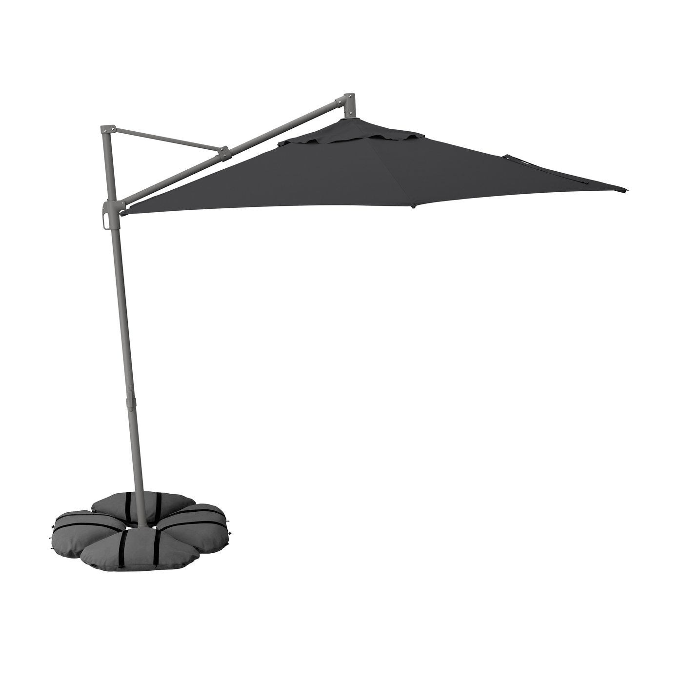 IKEA HISSÖ / IGGÖN parasol, frihängande med fot, antracit/mörkgrå, 300 cm