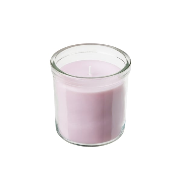 A Jasmine/pink LUGNARE scented candle in glass in the NA