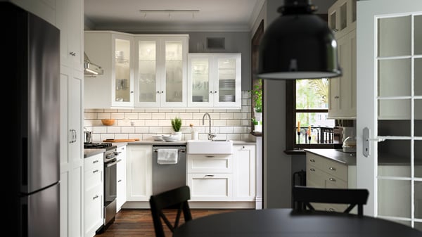 SEKTION kitchen with white door fronts.