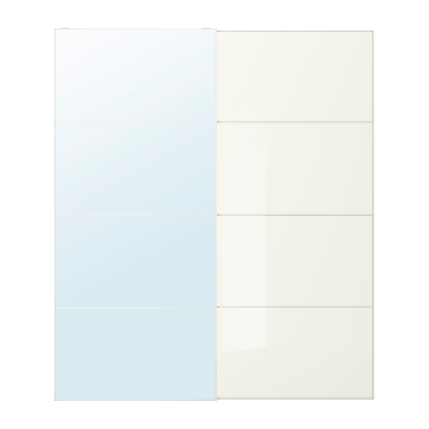 IKEA AULI / FÄRVIK skjutdörrpar, spegelglas/vitt glas, 200x236 cm