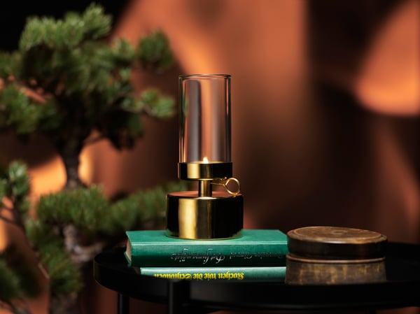 A gold-colour VINTER 2018 lantern for tealight
