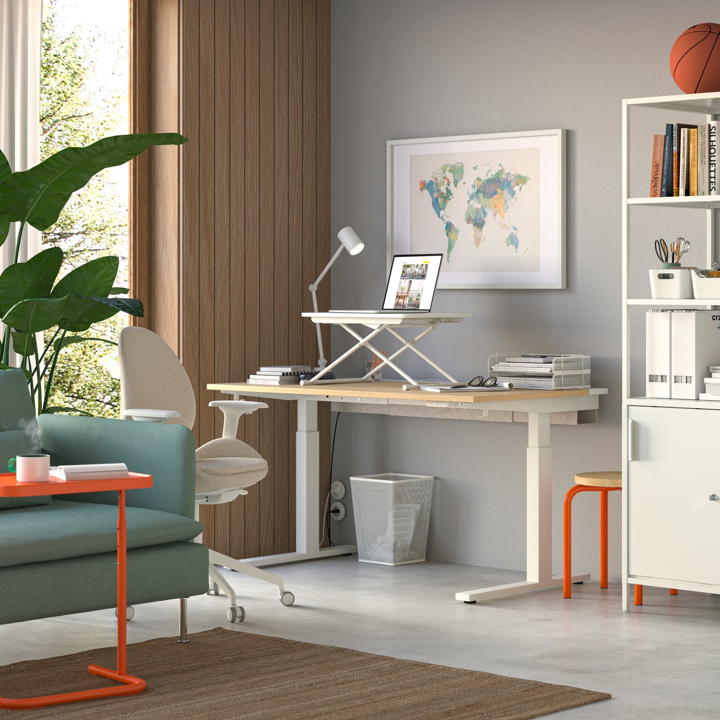 An electric white MITTZON desk sit/stand