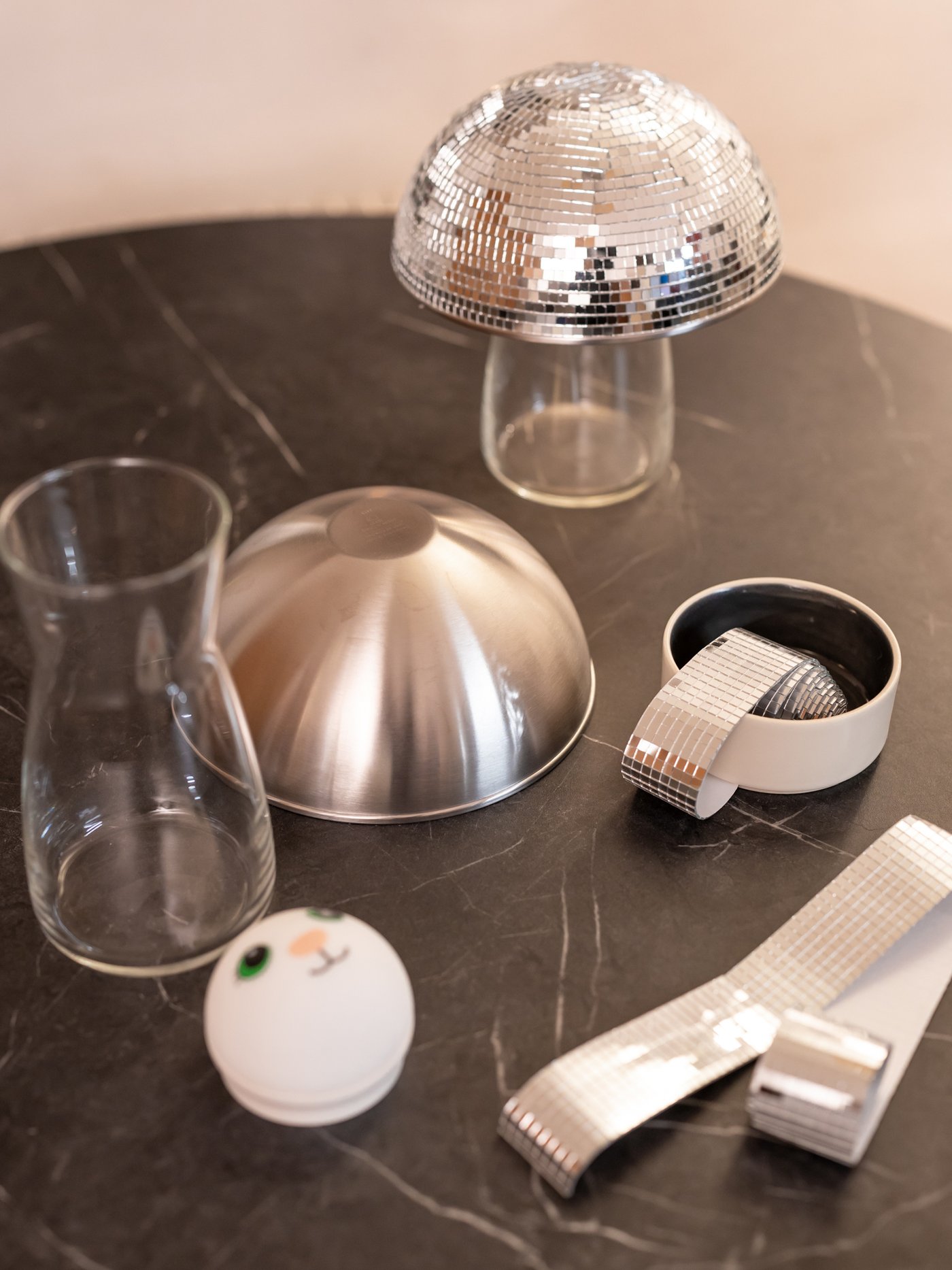 DIY project to create your own disco bowl. What you’ll need: disco stickers, a bowl, and a bit of creativity.