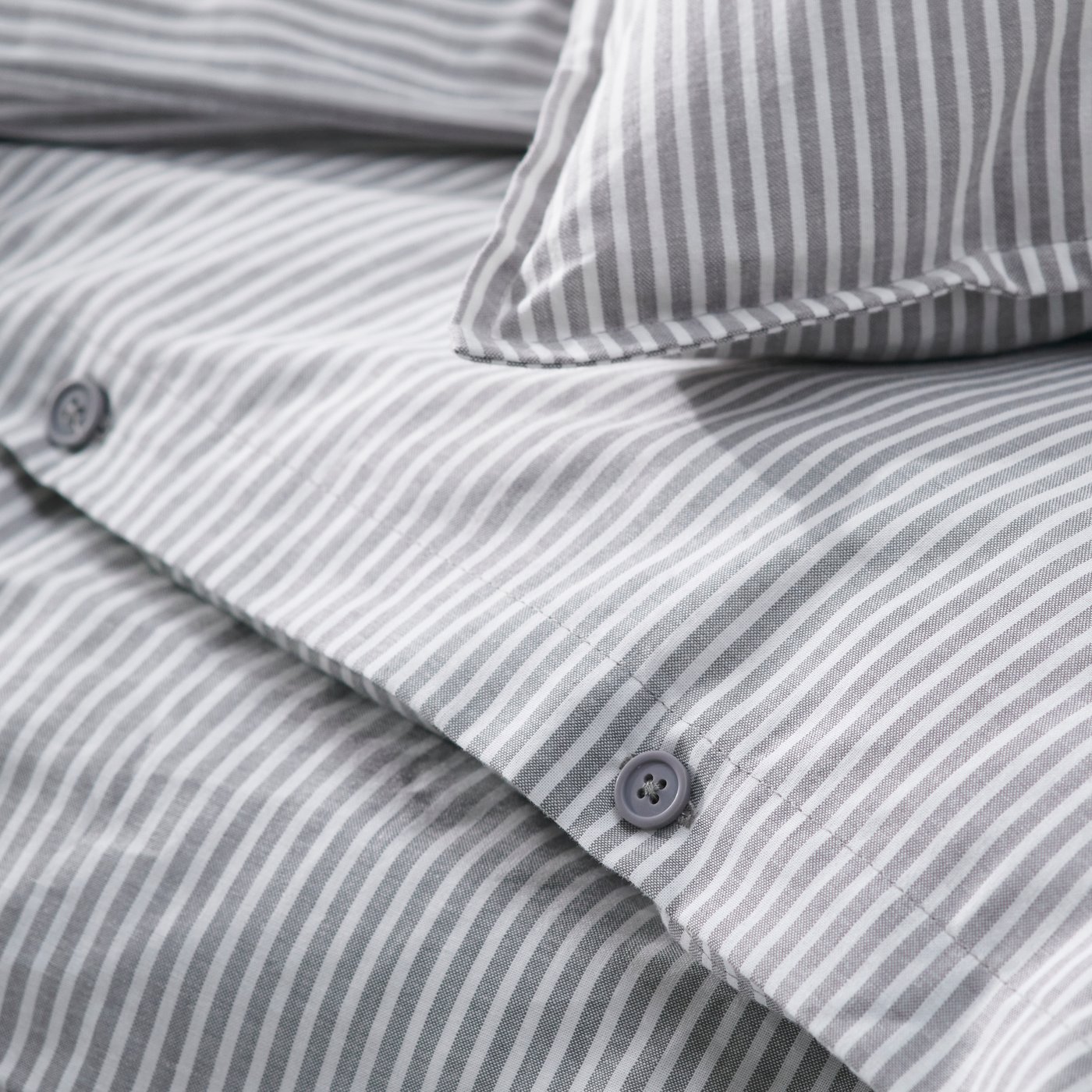 A grey white/stripe SOLFIBBLA duvet cover and pillowcase