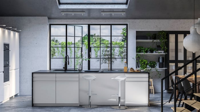 VOXTORP high-gloss white kitchen
