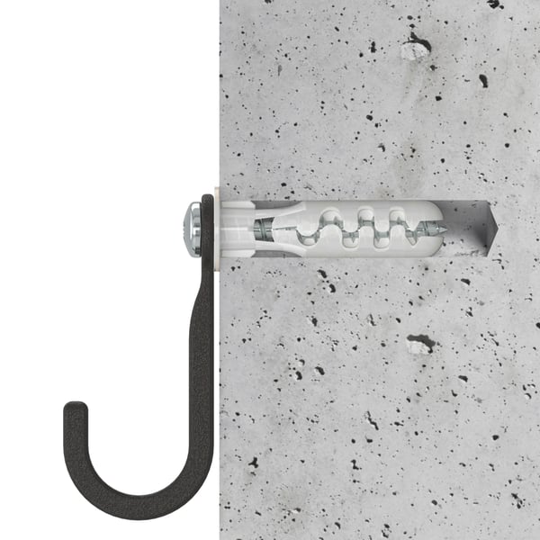 An illustration of a wall plug used in a concret wall. 