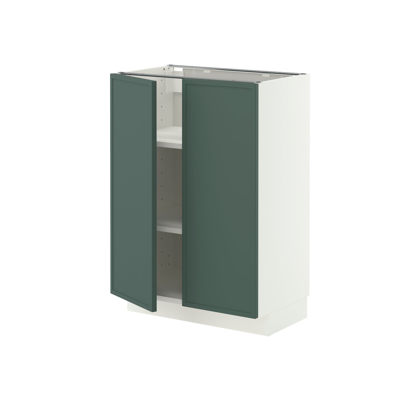 IKEA METOD bänkskåp med hyllplan/2 dörrar, vit/aspudden mörk grågrön, 60x37 cm