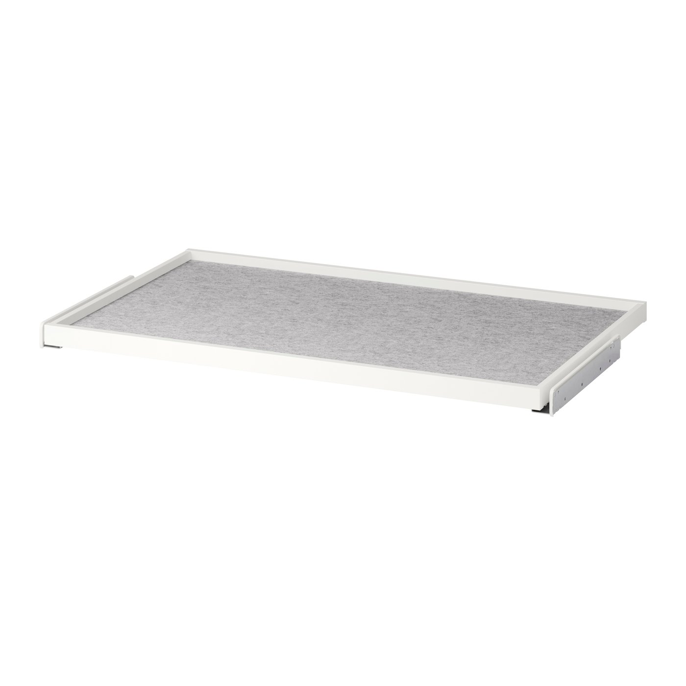 IKEA KOMPLEMENT utdragbart hyllplan med lådmatta, vit/ljusgrå, 100x58 cm