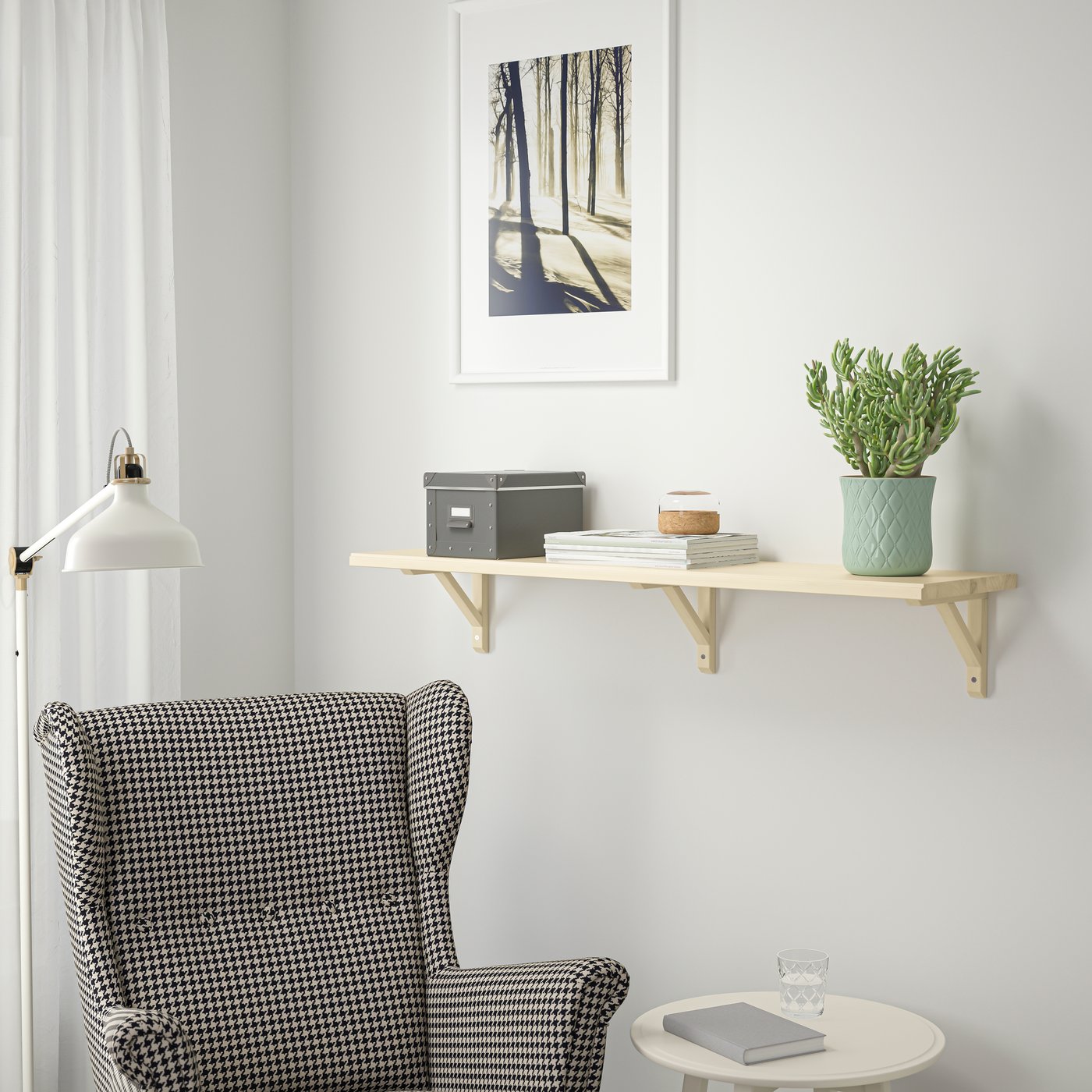 IKEA TRANHULT / SANDSHULT vägghylla, asp, 120x30 cm