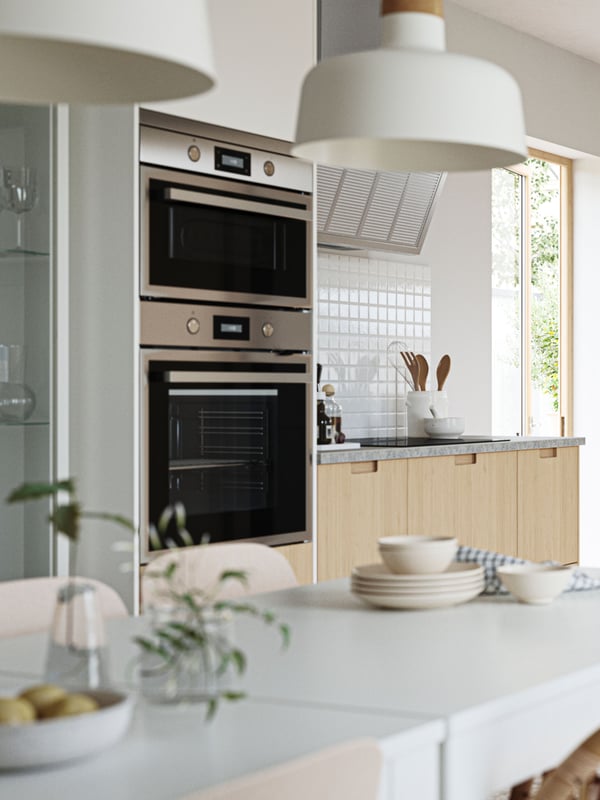An IKEA 500 stainless steel ANRÄTTA microwave oven