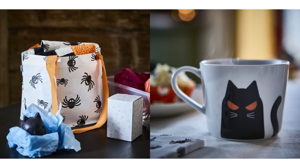 ハロウィーンのトートバッグとマグカップ