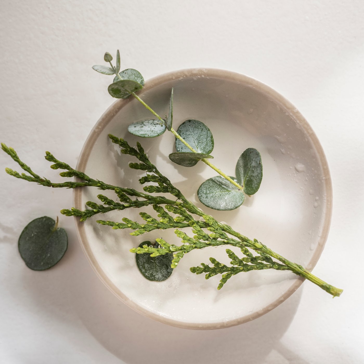 Vonná svíčka JÄMTSKOGEN s cypřišem a eukalyptem na bílém pozadí.