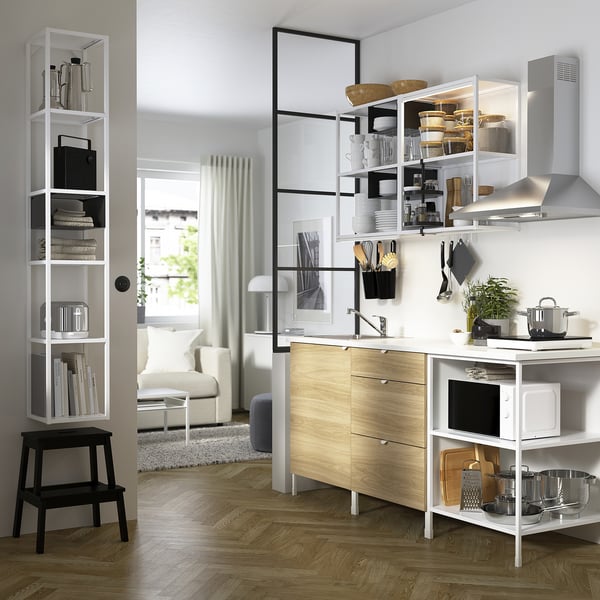 A white/oak effect ENHET kitchen