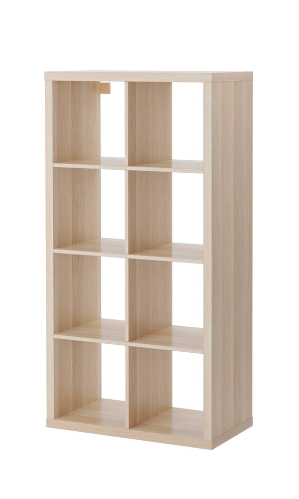 KALLAX shelving unit in white-stained oak