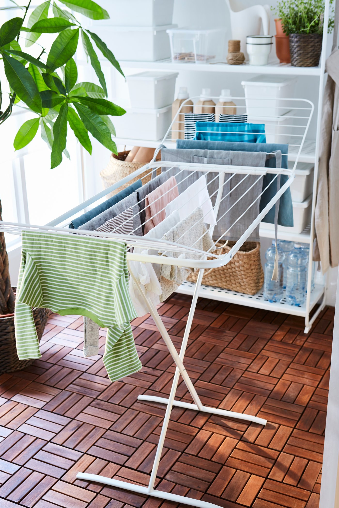 A white MULIG drying rack, in/outdoor