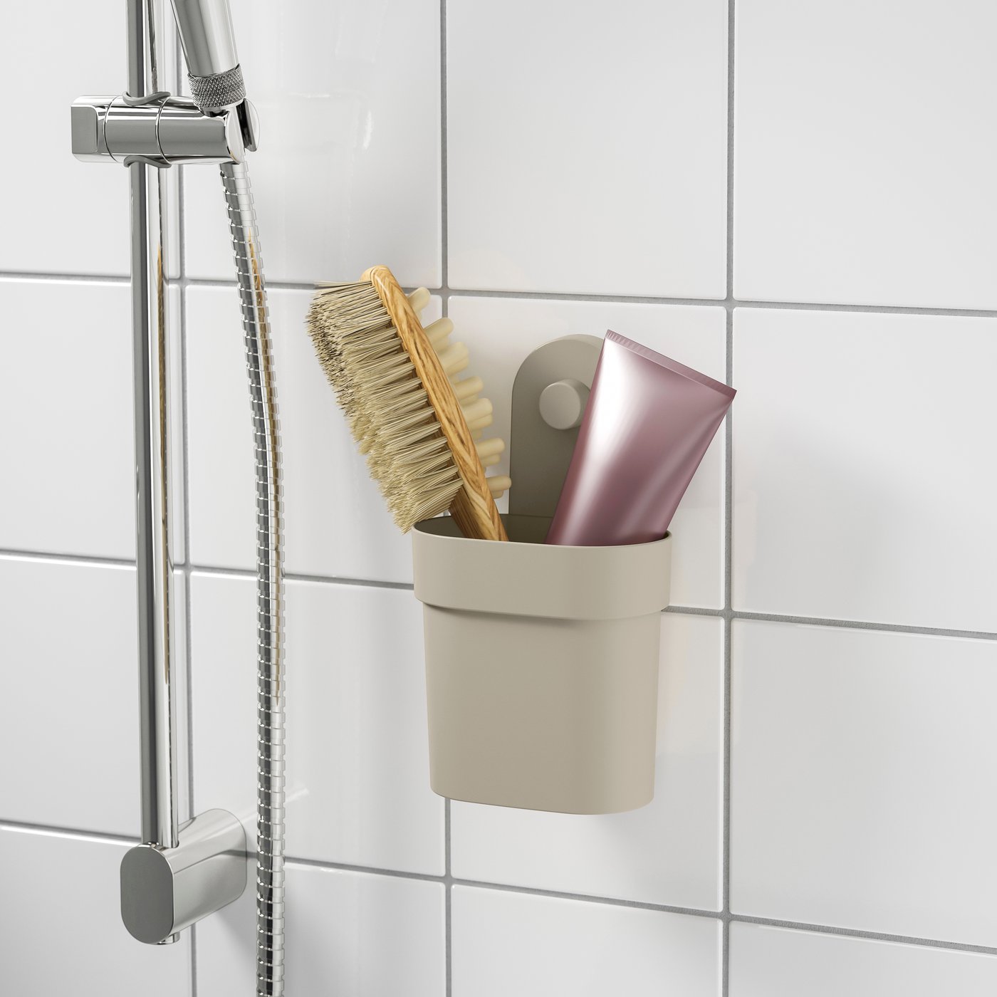 A grey-beige ÖBONÄS container with suction cup