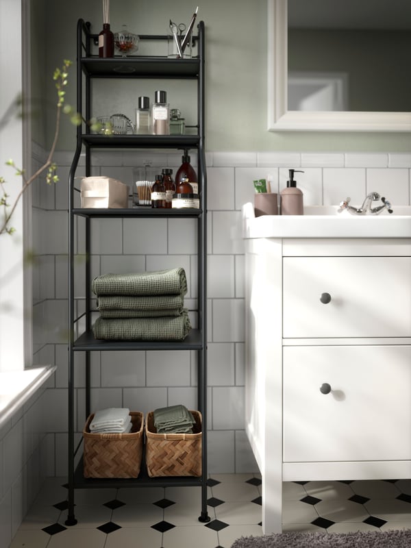 A black FRÖSJÖN shelving unit