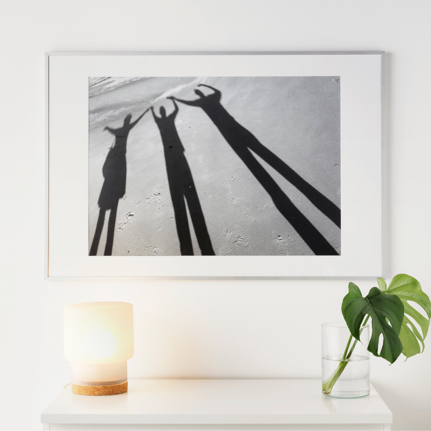 LOMVIKEN alluminium frame, mounted on the wall.