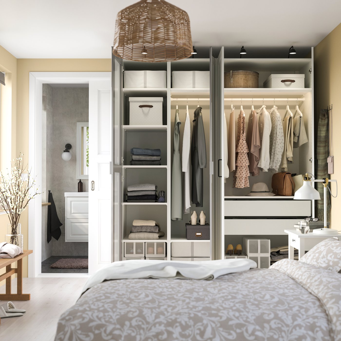 A white/mirror glass white PAX wardrobe combination