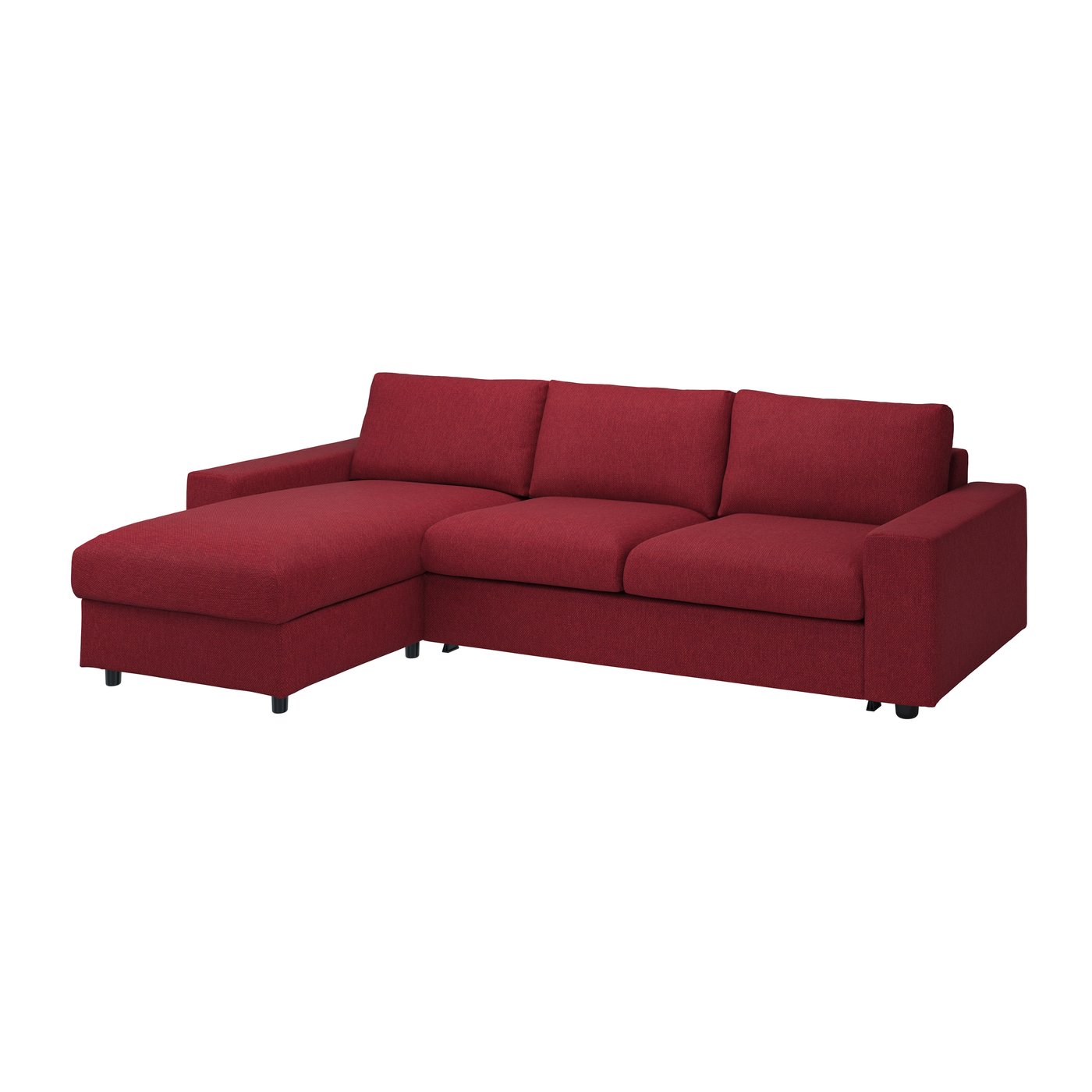 IKEA VIMLE klädsel 3-sits bäddsoffa m schäslng, med breda armstöd/lejde röd/brun