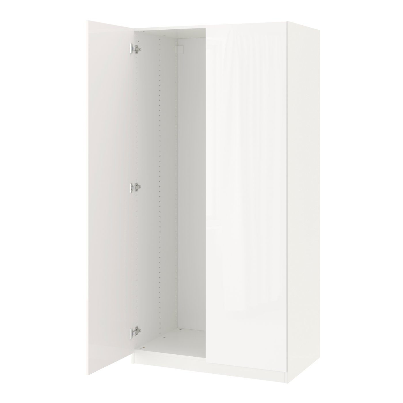 IKEA - PAX 2-ov vaatekaappi, valkoinen/Fardal korkeakiilto/valkoinen, 100x38x201 cm