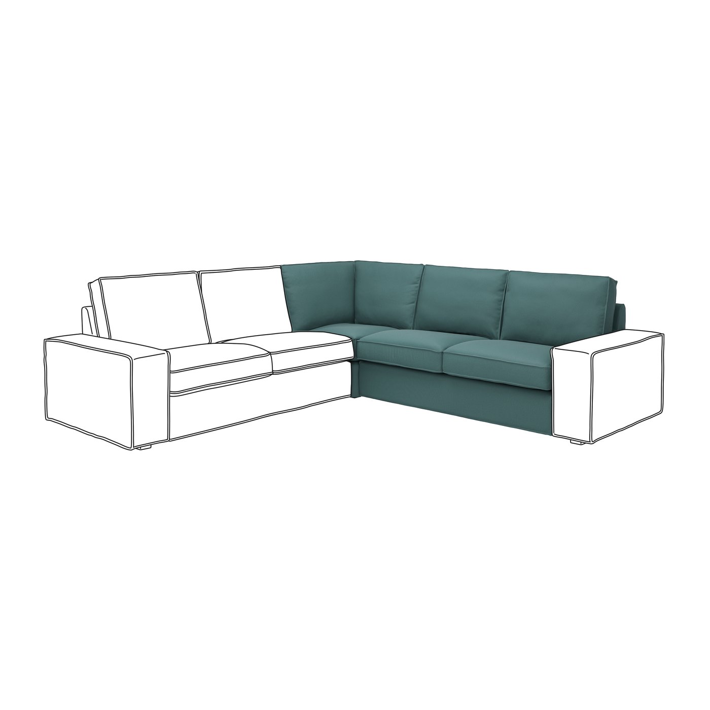 IKEA KIVIK hörnsektion, kelinge gråturkos