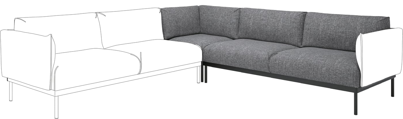 IKEA ÄPPLARYD hörnsektion, 2-sits, lejde grå/svart
