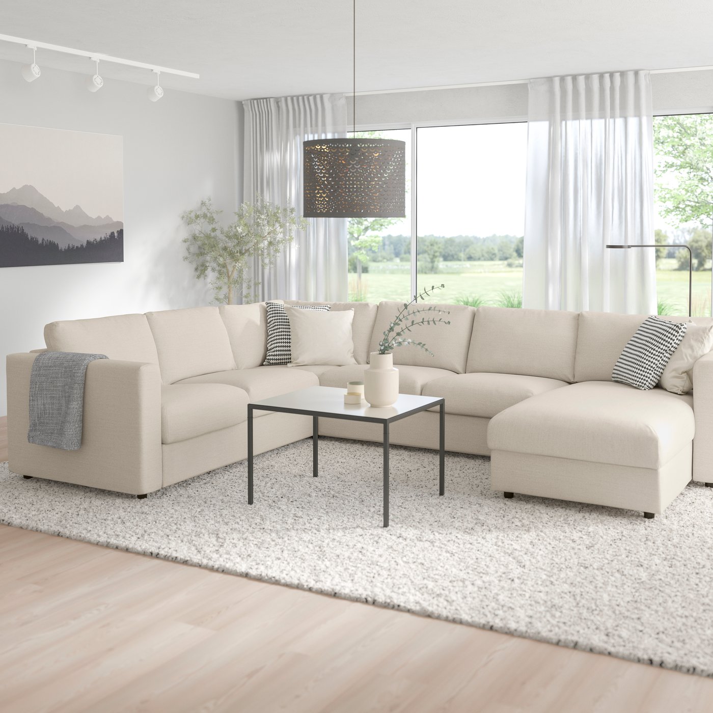 IKEA VIMLE hörnsoffa, 5-sits, med schäslong/gunnared beige