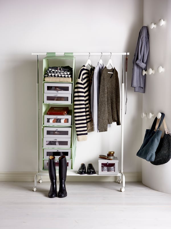 A white RIGGA clothes rack