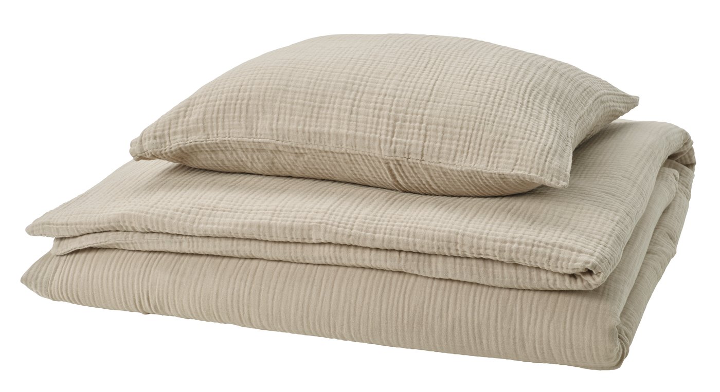 IKEA SCHERSMIN påslakan 1 örngott, gråbeige, 150x200/50x60 cm