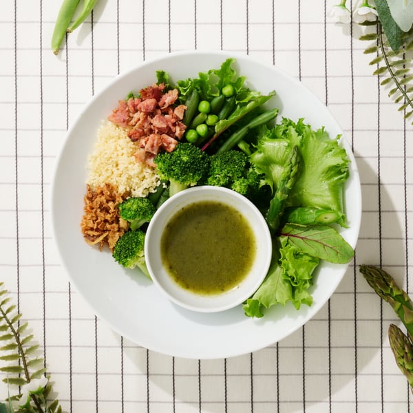 Basil italian dressing salad with couscous