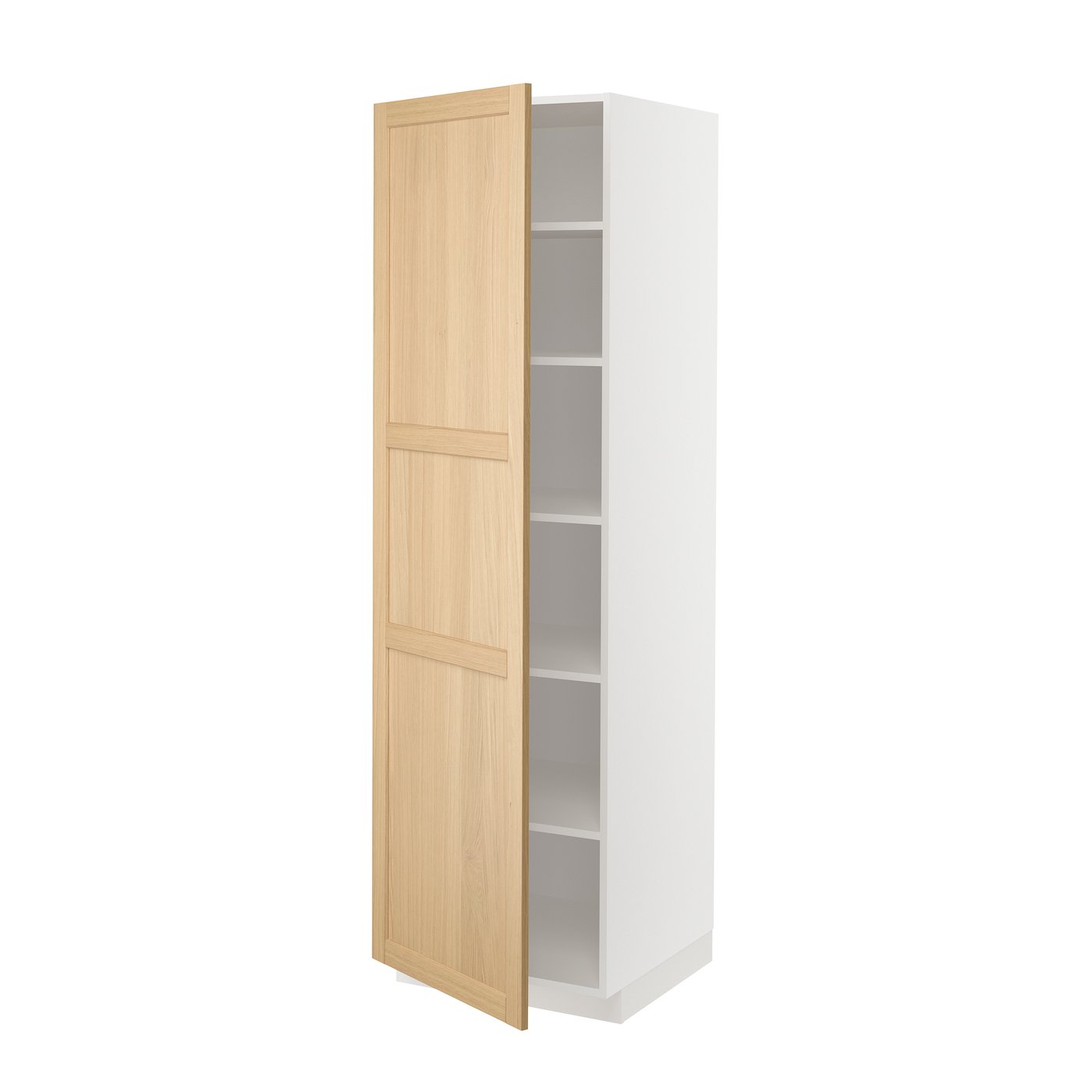 IKEA METOD högskåp med hyllplan, vit/forsbacka ek, 60x60x200 cm