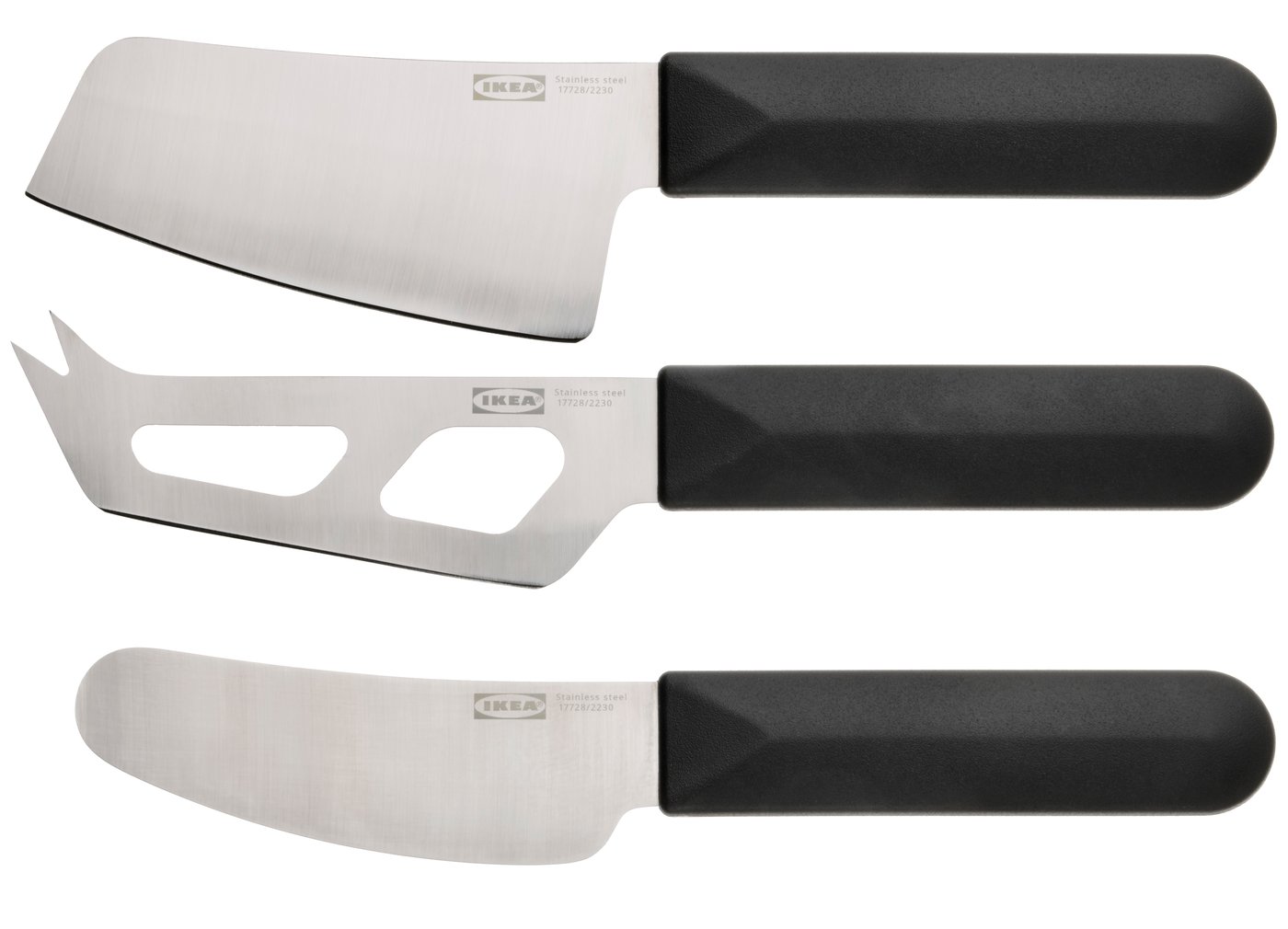 IKEA SKÄRLÅNGA ostkniv set om 3, rostfritt stål/svart