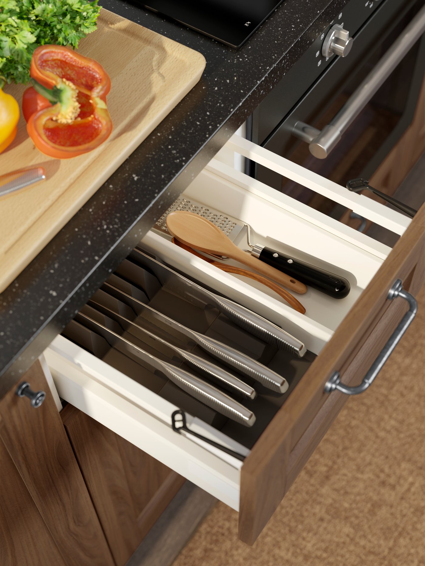 A brown walnut effect ENKÖPING drawer front