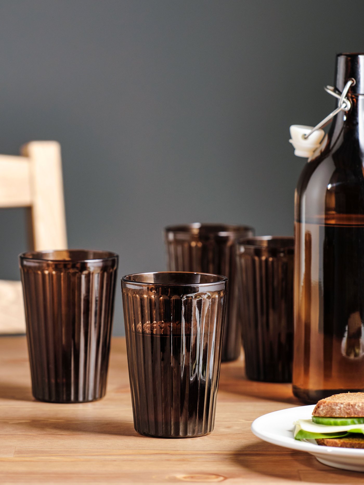 A brown VARDAGEN glass