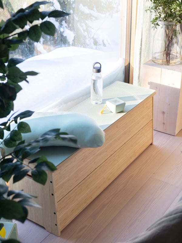 Her har soverommet fått plassert inn diverse treningsutstyr fra kolleksjon DAJLIEN.