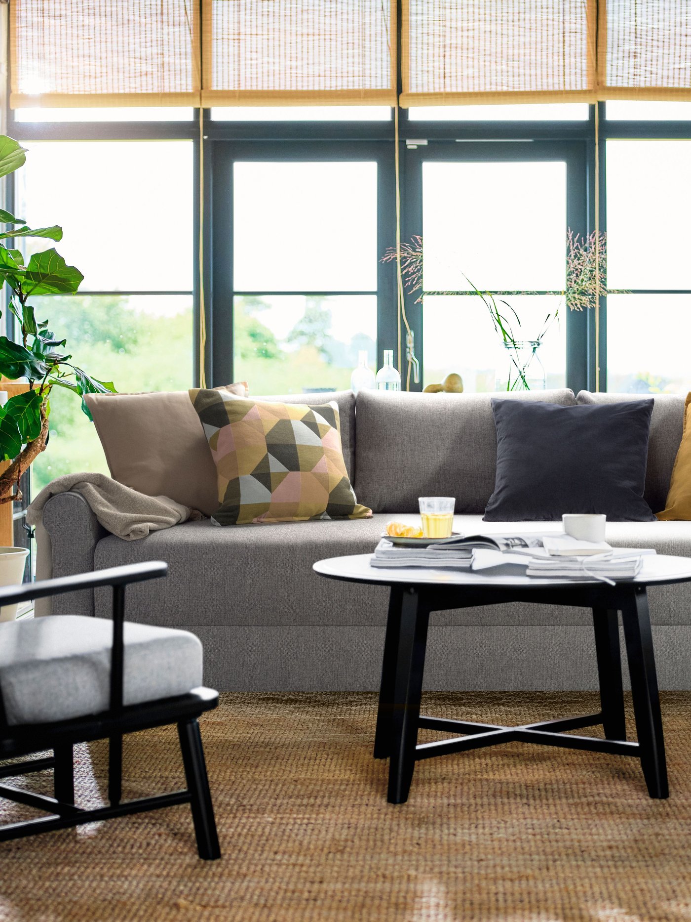 Pilka DÅNHULT trivietė sofa-lova