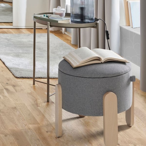 A with storage/Tonerud grey FÖRLUNDA pouffe
