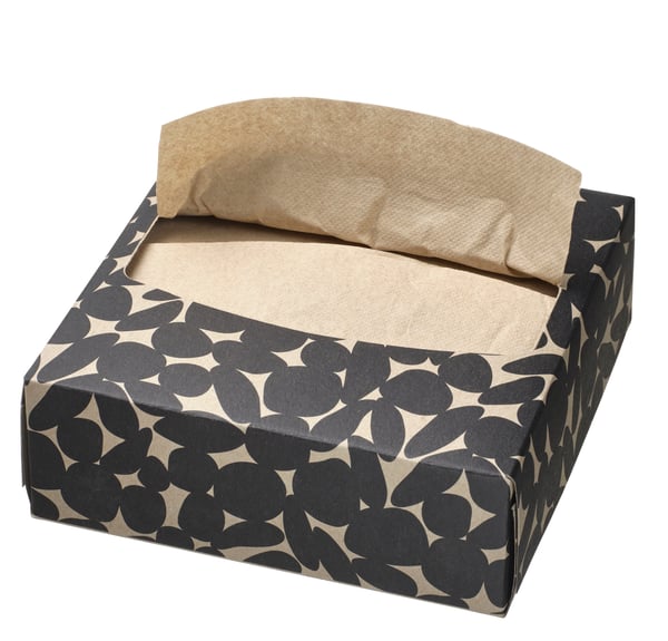 A patterned black/white HAVSKUSE paper napkin with box in the NA