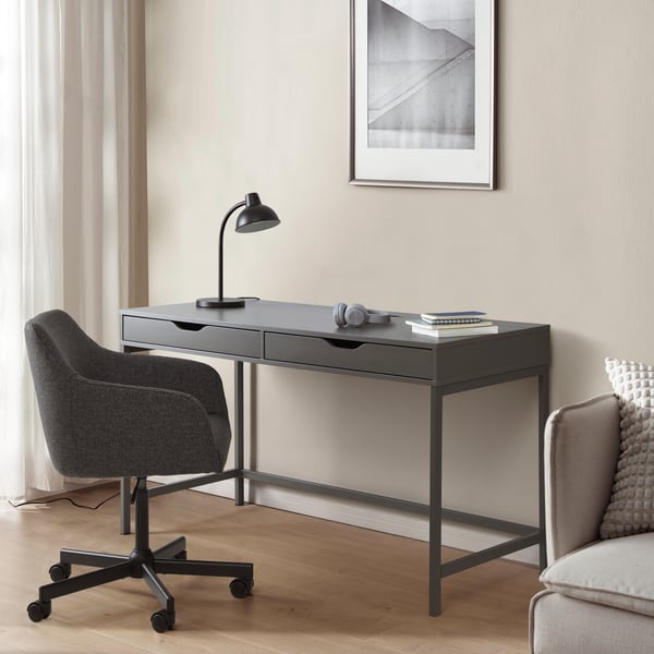 A dark grey ALEX desk