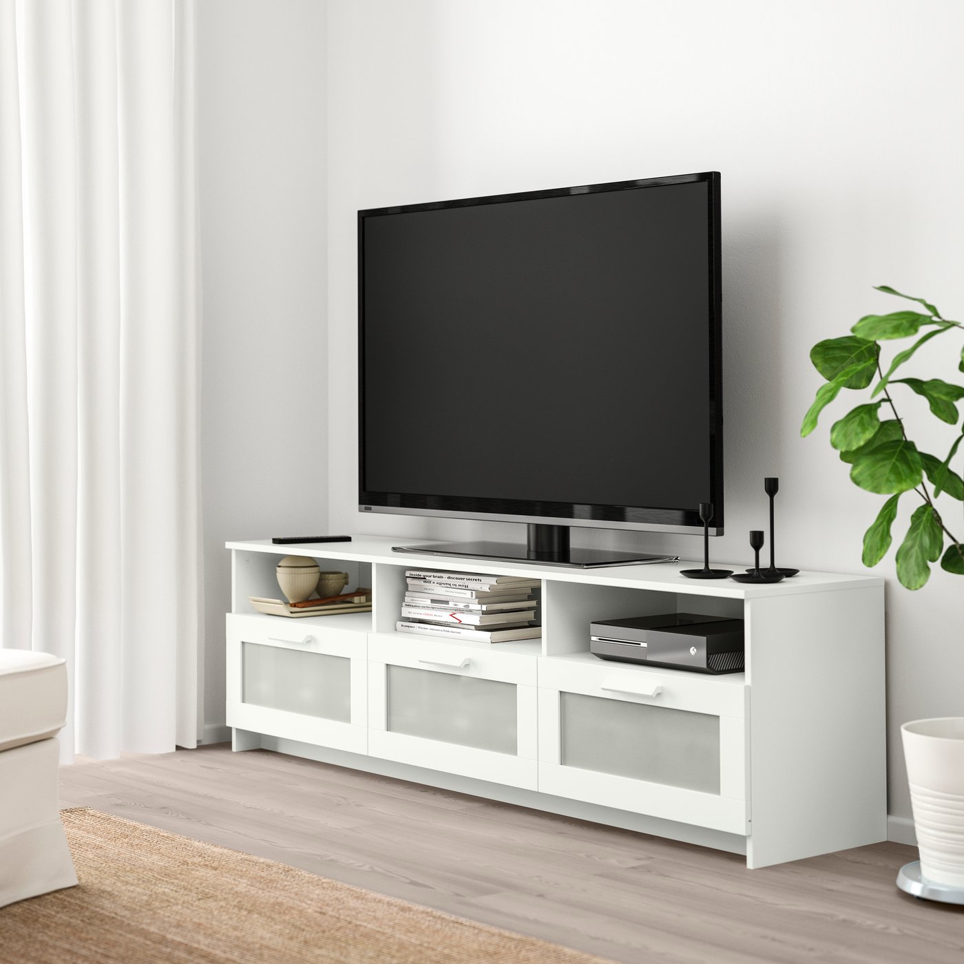 A white BRIMNES TV bench