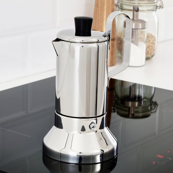 A stainless steel METALLISK espresso maker for hob